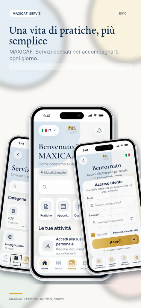 MaxiCAF Mobile App Store Connect — Una vita di pratiche, più semplice